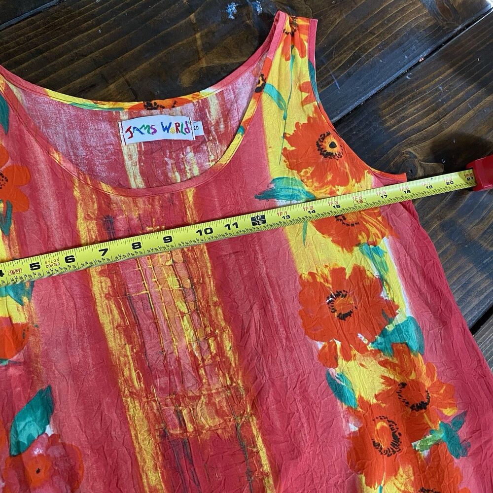 Jams World Vintage Fida Fire Daisy Hawaiian Sleeveless Blouse Women’s Size Small - Picture 5 of 6